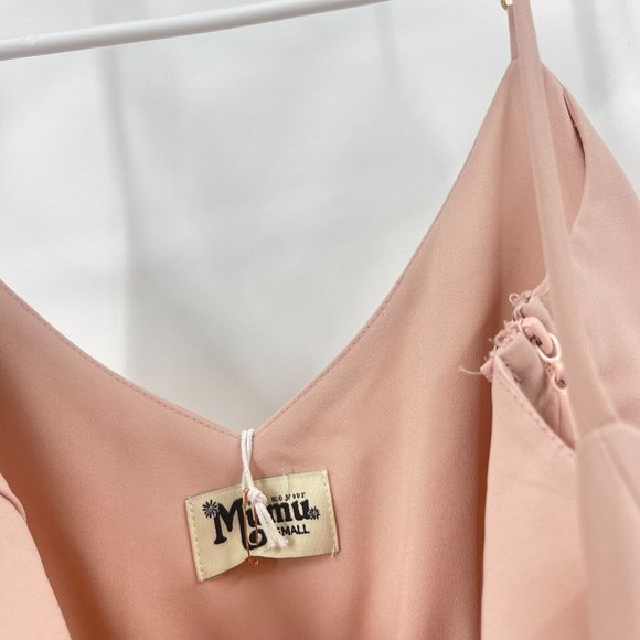 Show me your Mumu Dress Pink V-neck Spaghetti Strap Maxi Bridesmaid NWT Size S - Picture 2 of 6